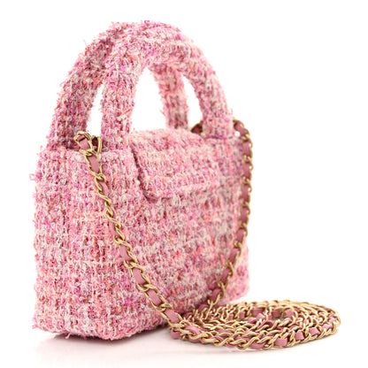 Chanel Tweed Quilted Mini Nano Kelly Shopper Pink 3 of 11