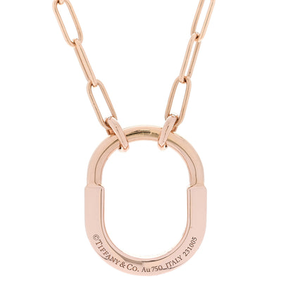 Tiffany 18K Rose Gold Pink Sapphire Small Lock Pendant Necklace 5 of 6