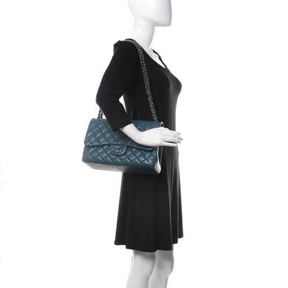 Chanel Lambskin Quilted Jumbo Double Flap Turquoise 2 of 19