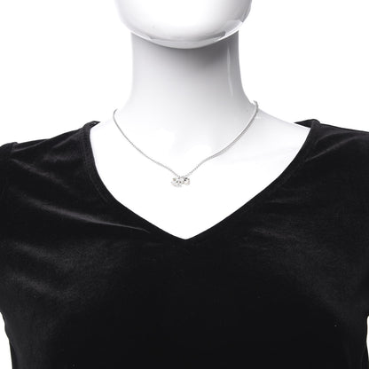 Chanel Crystal Mini Heart CC Necklace Silver 2 of 5