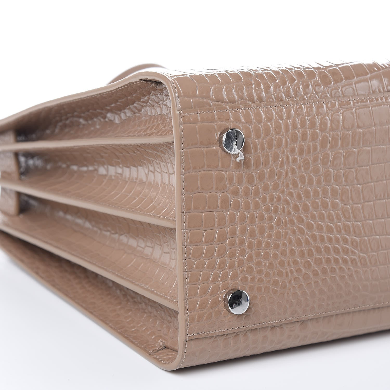 Saint Laurent Calfskin Crocodile Embossed Small Sac de Jour Brown 8 of 10