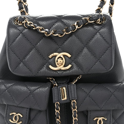 Chanel Shiny Caviar Quilted Small Duma Pockets Drawstring Backpack Grey 8 of 10