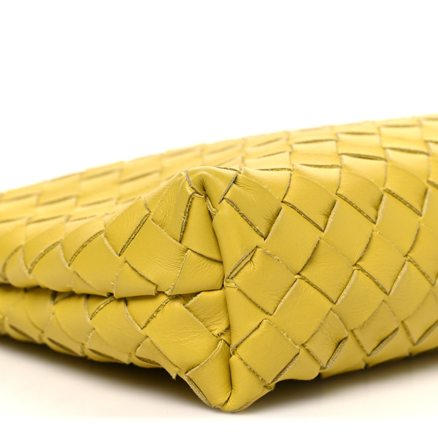Nappa Intrecciato Fold Clutch Lemon