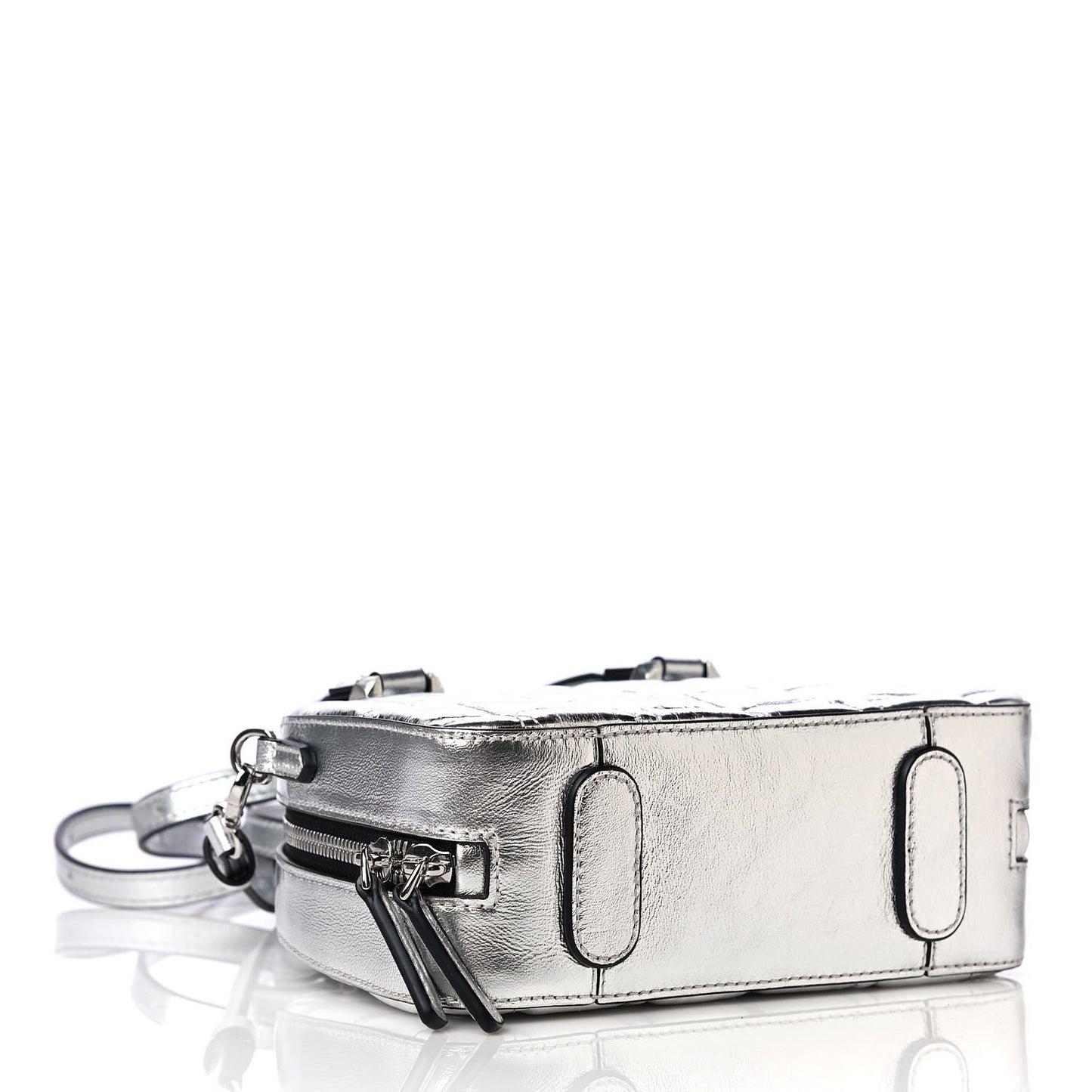Metallic Calfskin Mini Half Moon Crossbody Bag Silver