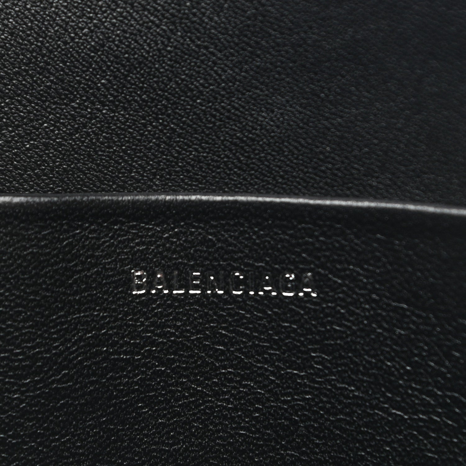 Balenciaga Textured Calfskin Logo Large Cash Pouch With Handle Black White 6 of 6