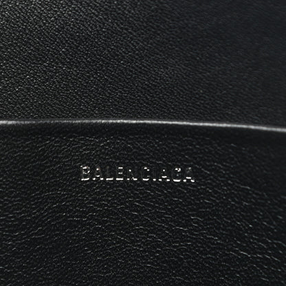 Balenciaga Textured Calfskin Logo Large Cash Pouch With Handle Black White 6 of 6