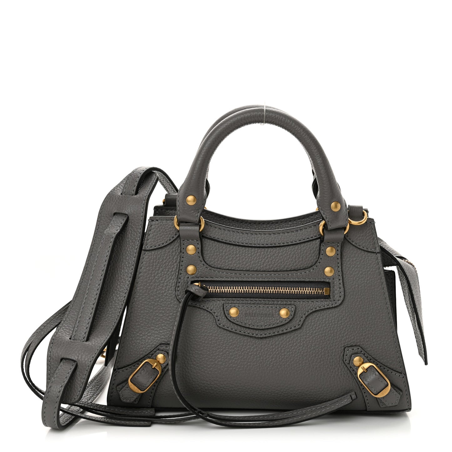 Grained Calfskin Neo Classic Gold Hardware Mini City Dark Grey