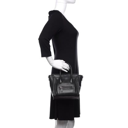 Celine Drummed Calfskin Nano Luggage Black 3 of 11