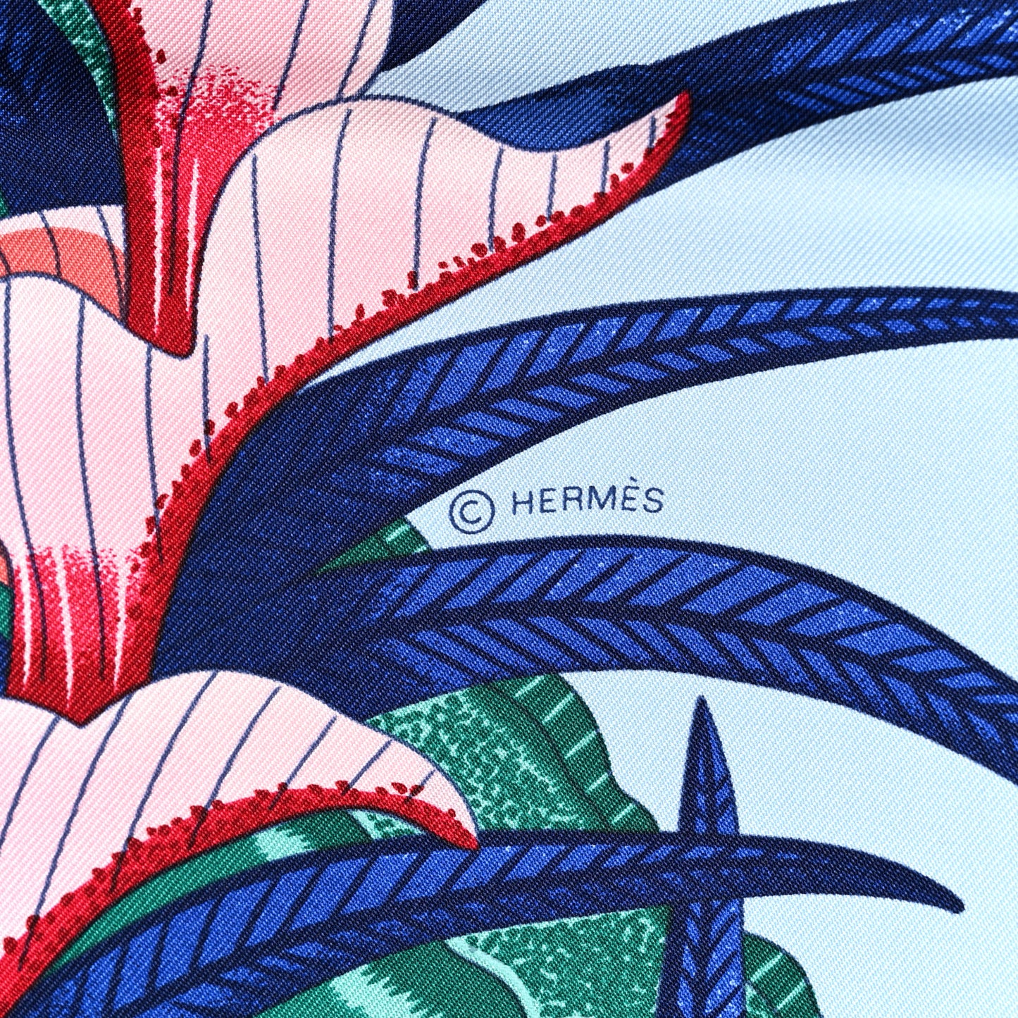 Silk Twill La Marche Du Zambeze Wash Scarf 90 Bleu Ciel Bleu Jean Rose