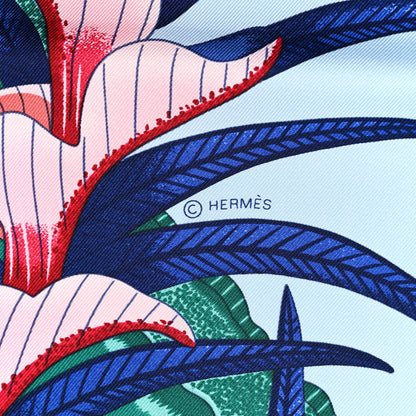 Hermes Silk Twill La Marche Du Zambeze Wash Scarf 90 Bleu Ciel Bleu Jean Rose 5 of 6