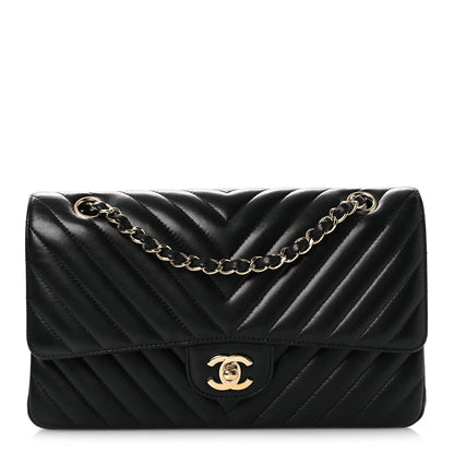 Chanel Lambskin Chevron Quilted Medium Double Flap Black 1 of 13