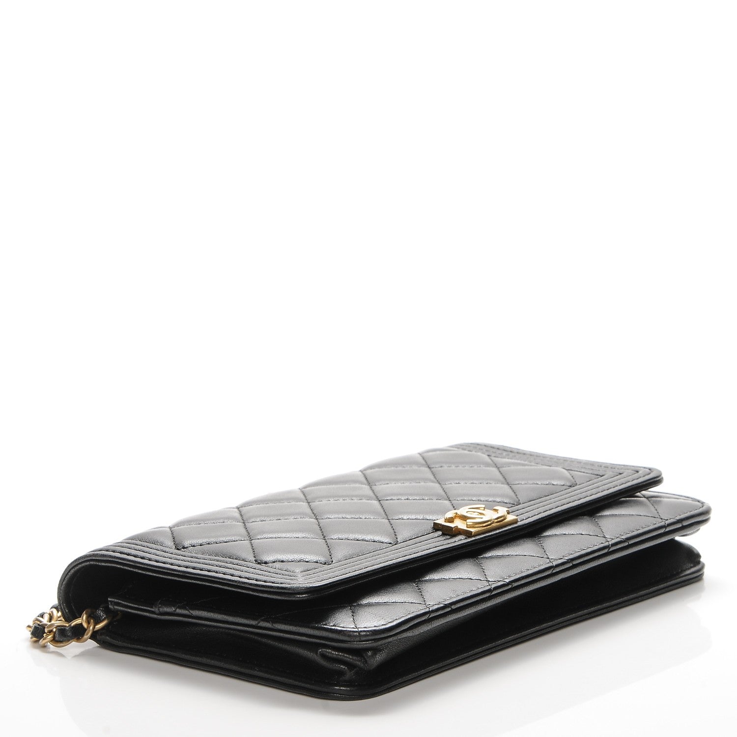 Chanel Lambskin Quilted Boy Wallet On Chain WOC Black 4 of 7