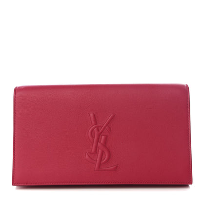 Saint Laurent Goatskin Monogram Large Belle De Jour Clutch Lipstick Fuchsia 1 of 8
