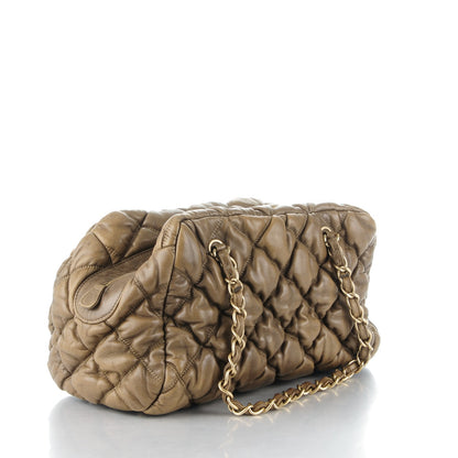 Chanel Lambskin Bubble Quilt Bowler Dark Beige 3 of 7