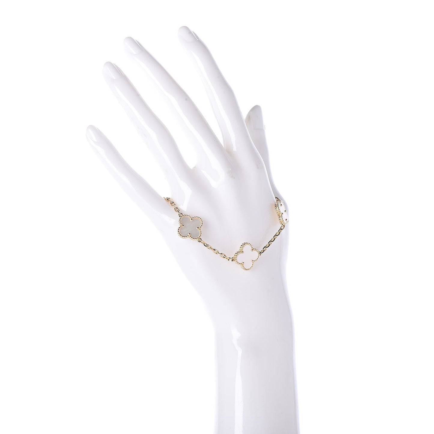 18K Yellow Gold Mother of Pearl 5 Motifs Vintage Alhambra Bracelet