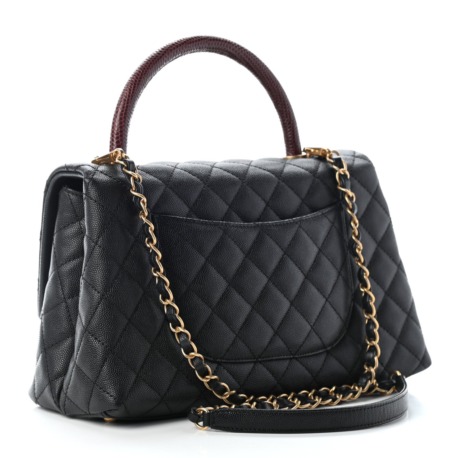 Chanel Caviar Lizard Embossed Quilted Small Coco Handle Flap Black 3 of 9