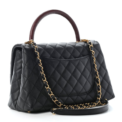 Chanel Caviar Lizard Embossed Quilted Small Coco Handle Flap Black 3 of 9