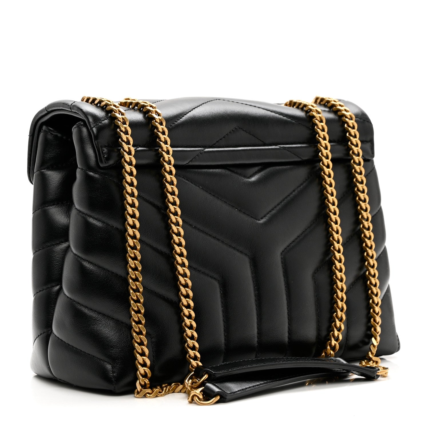 Saint Laurent Calfskin Y Quilted Monogram Small Loulou Chain Satchel Black 3 of 9