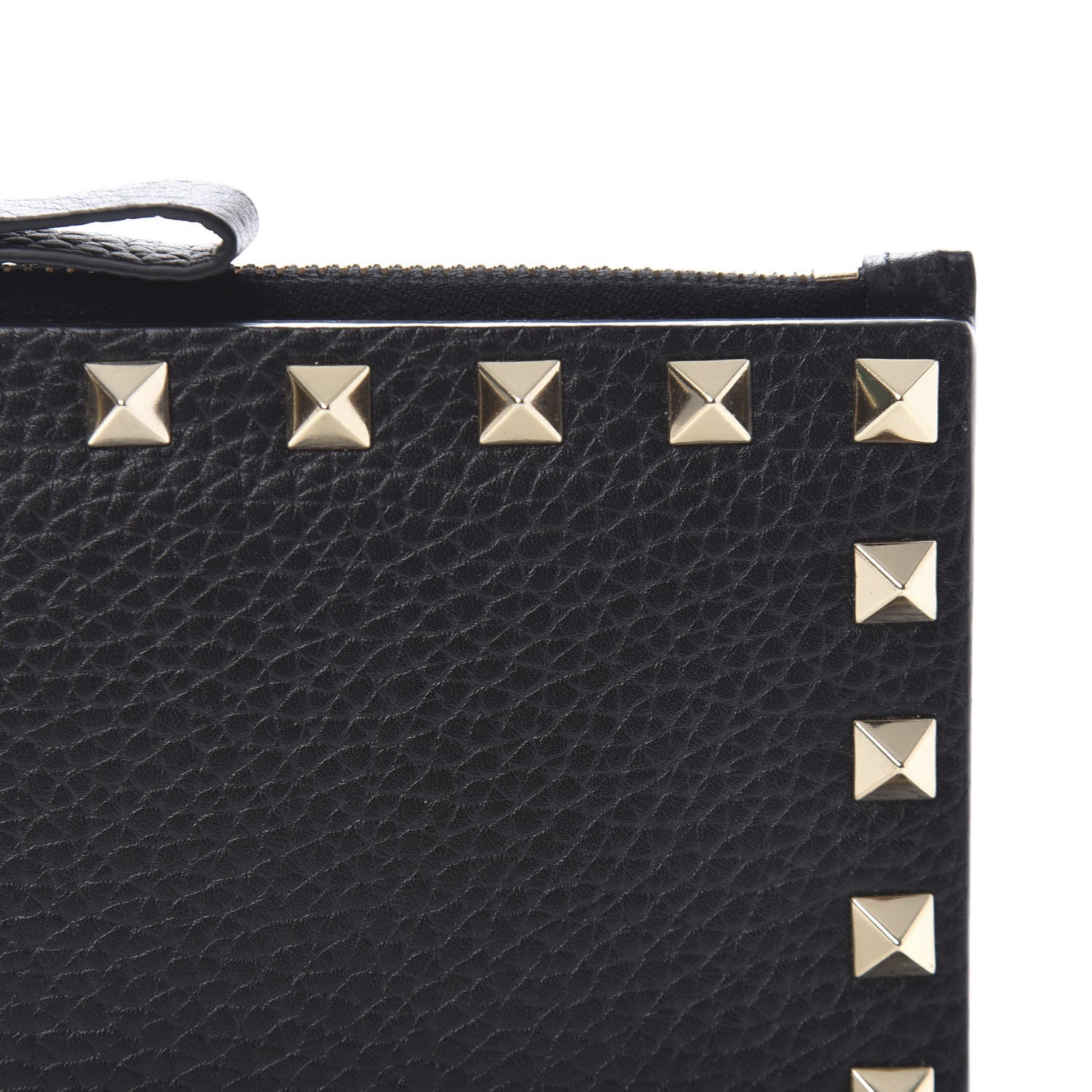 Valentino Garavani Pebbled Calfskin Rockstud Coin Case Card Holder Black 9 of 9