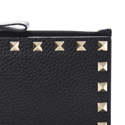 Valentino Garavani Pebbled Calfskin Rockstud Coin Case Card Holder Black 9 of 9