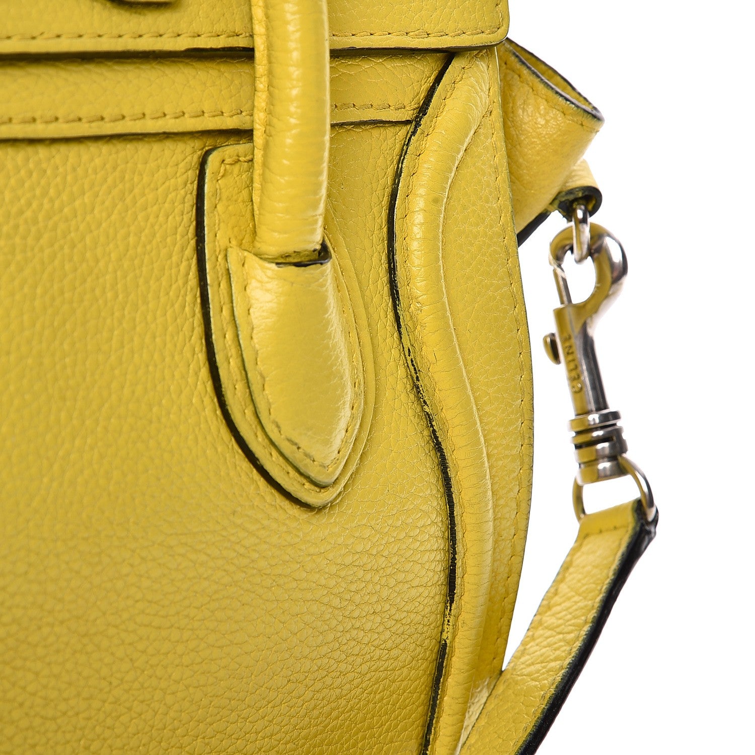 Celine Drummed Calfskin Nano Luggage Citron 16 of 18