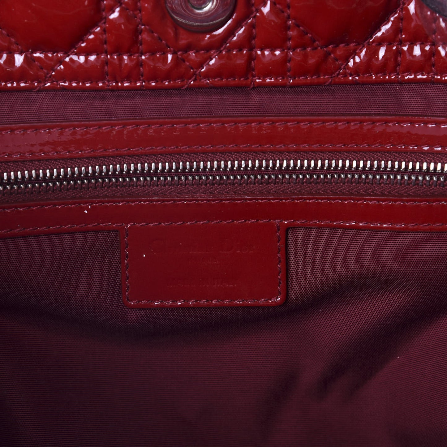 Patent Cannage Large Dior Soft Shopping Tote Red