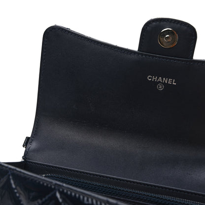 Chanel Patent Quilted Wallet On Removable Chain Navy Blue 8 of 9