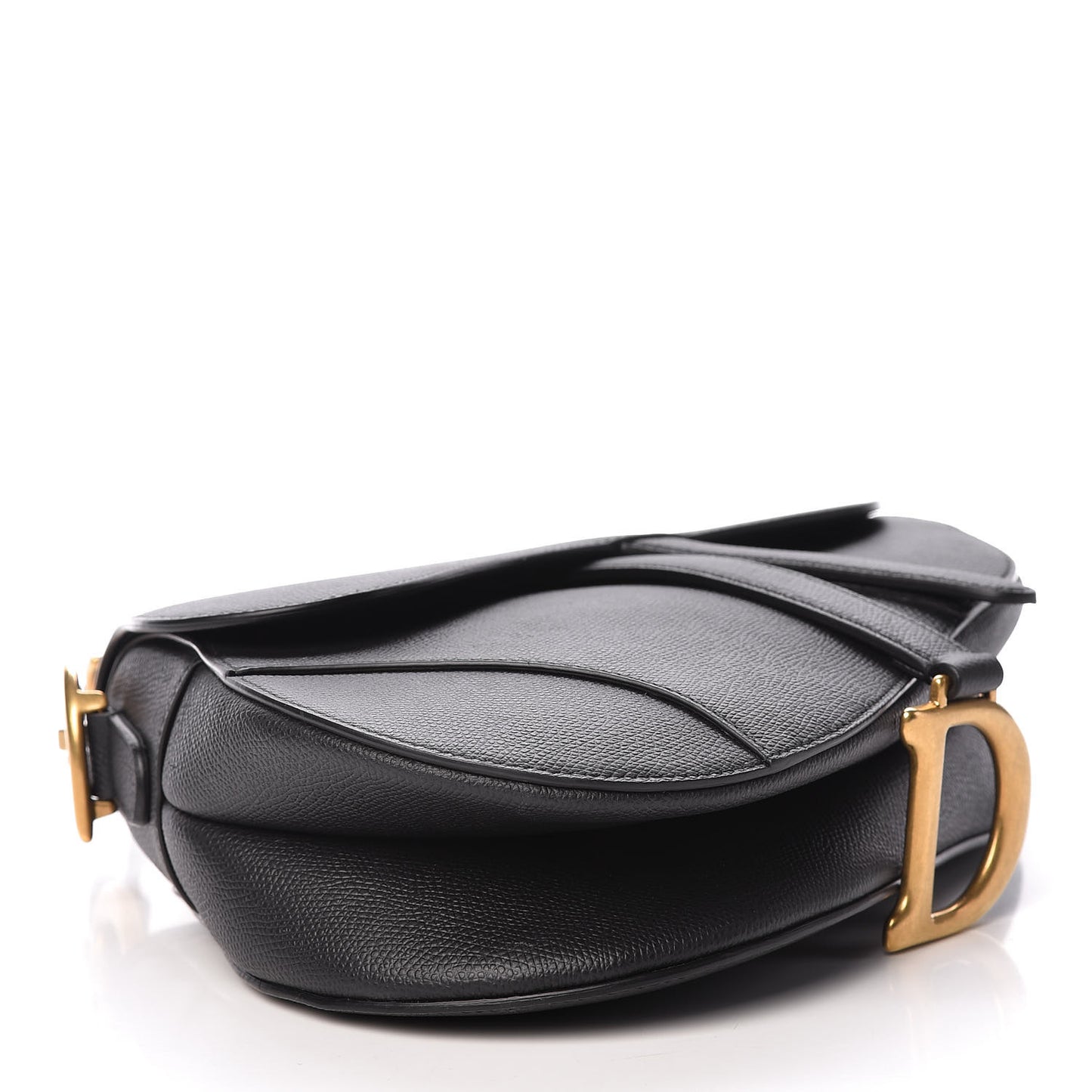 Grained Calfskin Saddle Bag Black