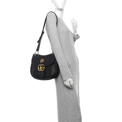 Gucci Cellarius Calfskin Feline GG Marmont Flap Shoulder Bag Black 2 of 10