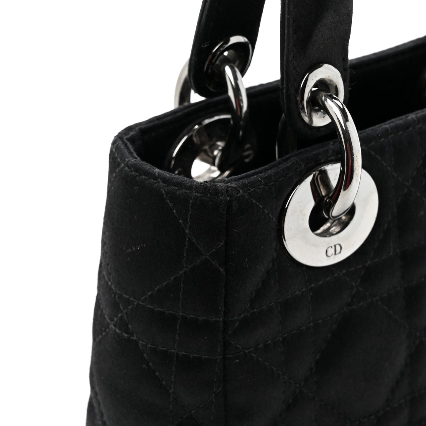 Satin Cannage Mini Lady Dior Black