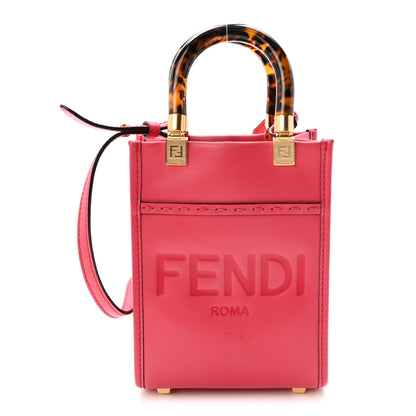 Fendi Vitello King Plexiglass Logo Embossed Mini Fendi Sunshine Shopper Tote Lampone 1 of 9