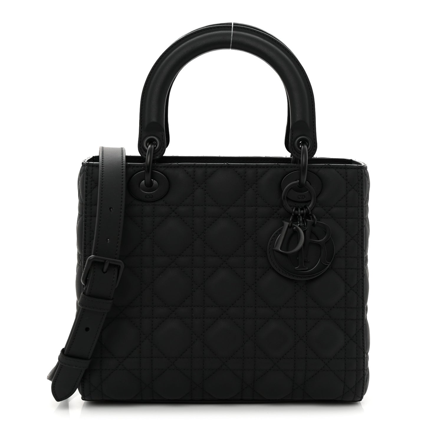 Ultra Matte Calfskin Cannage Medium Lady Dior Black