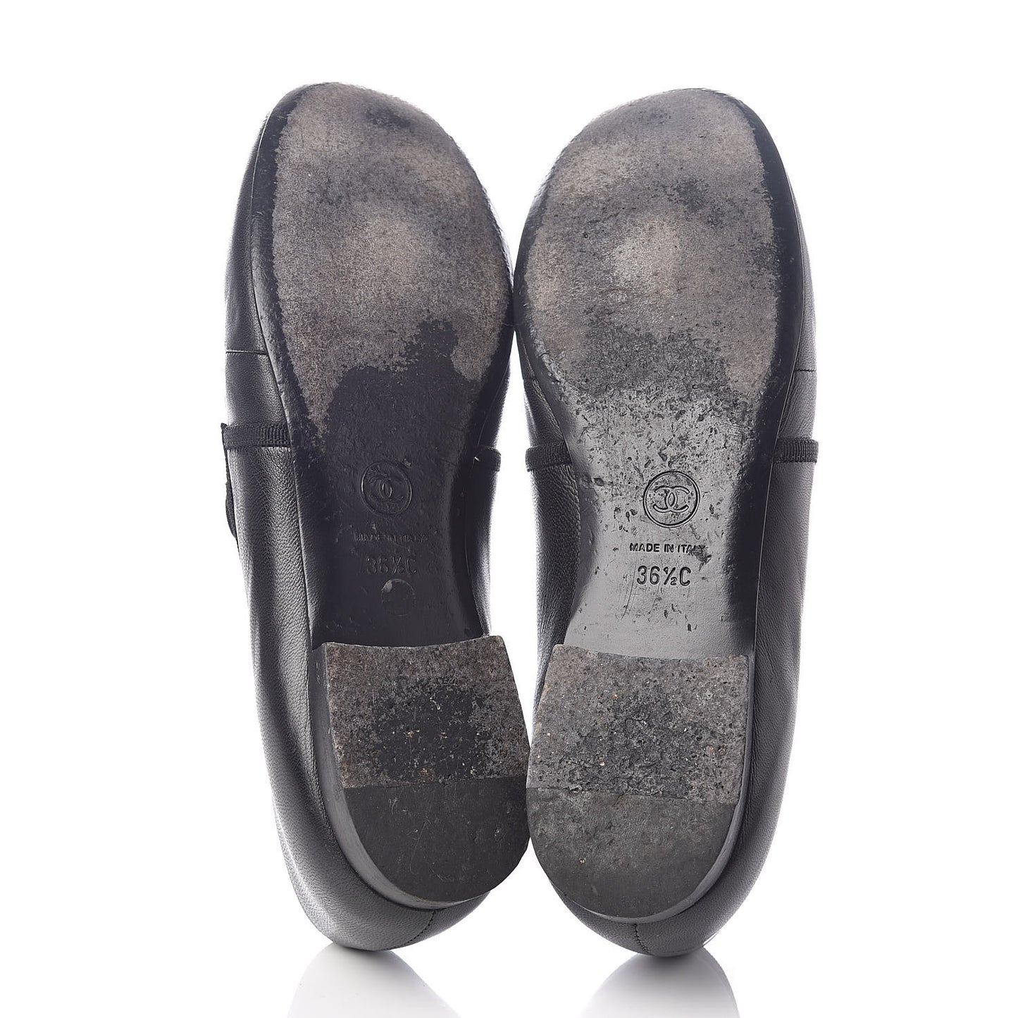 Lambskin Camellia Moccasin Flats 36.5 Black