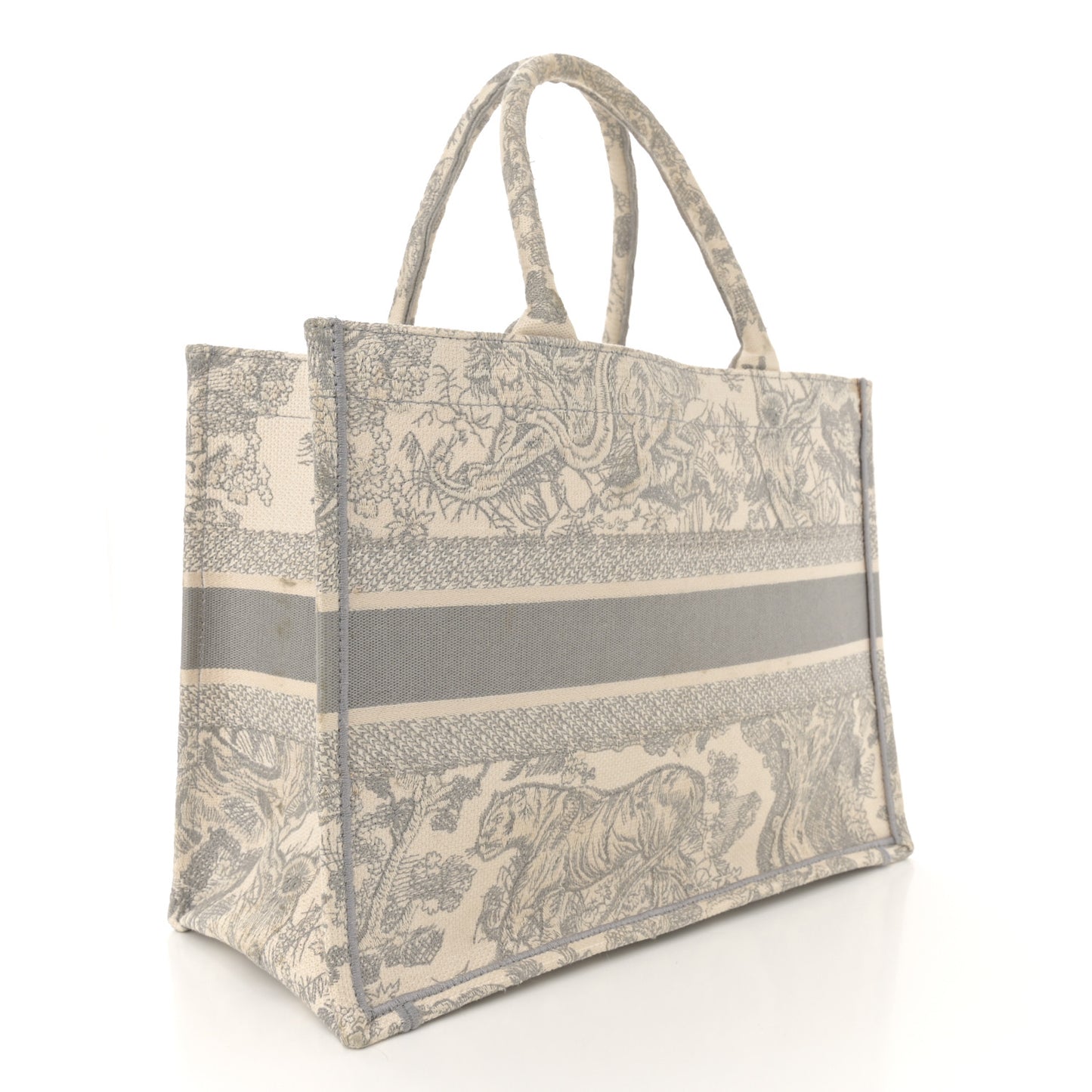Canvas Embroidered Medium Dioriviera Toile De Jouy Book Tote Gray