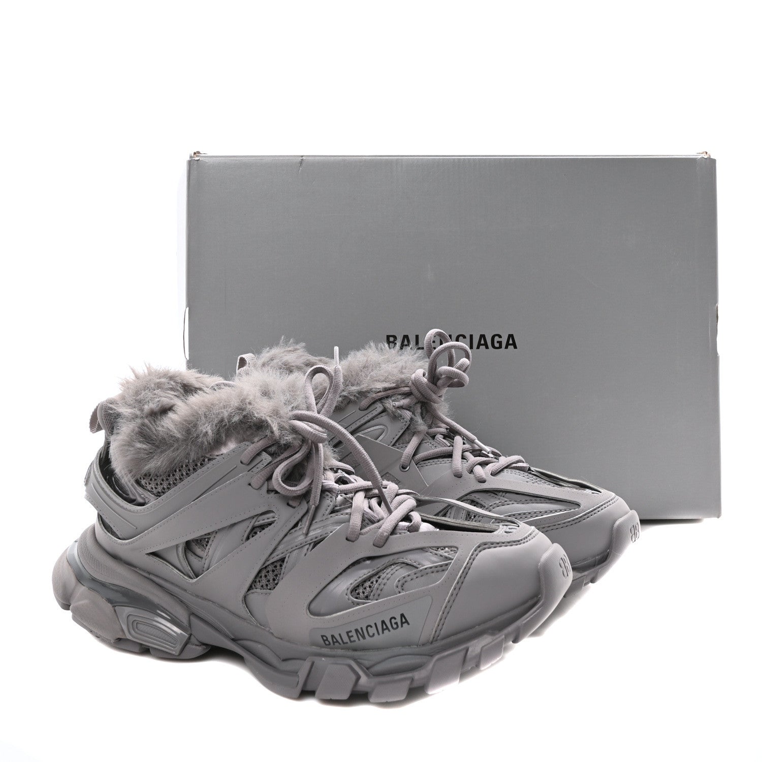 Balenciaga Mesh Rubber Faux Fur Track Sneakers 41 Grey 8 of 8