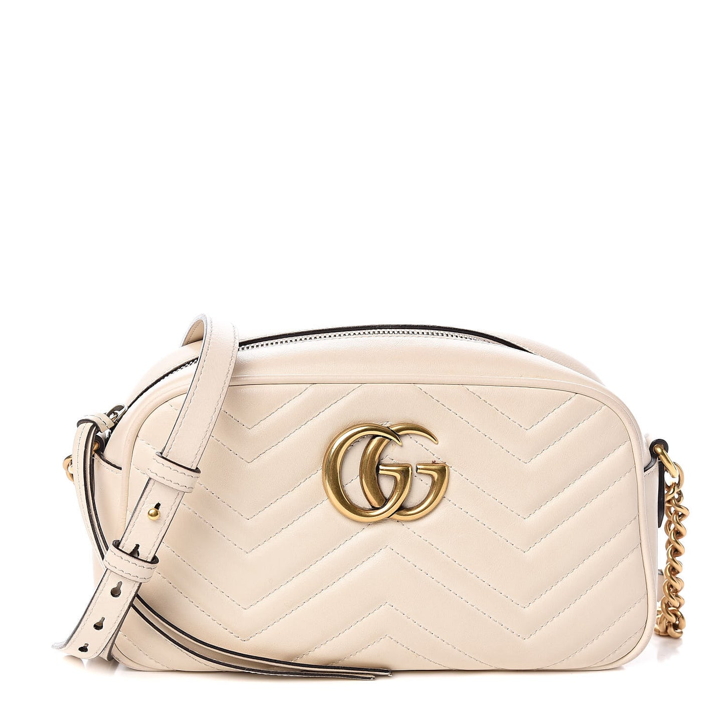 Calfskin Matelasse Small GG Marmont Chain Shoulder Bag White