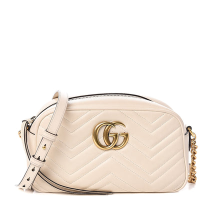 Gucci Calfskin Matelasse Small GG Marmont Chain Shoulder Bag White 1 of 15
