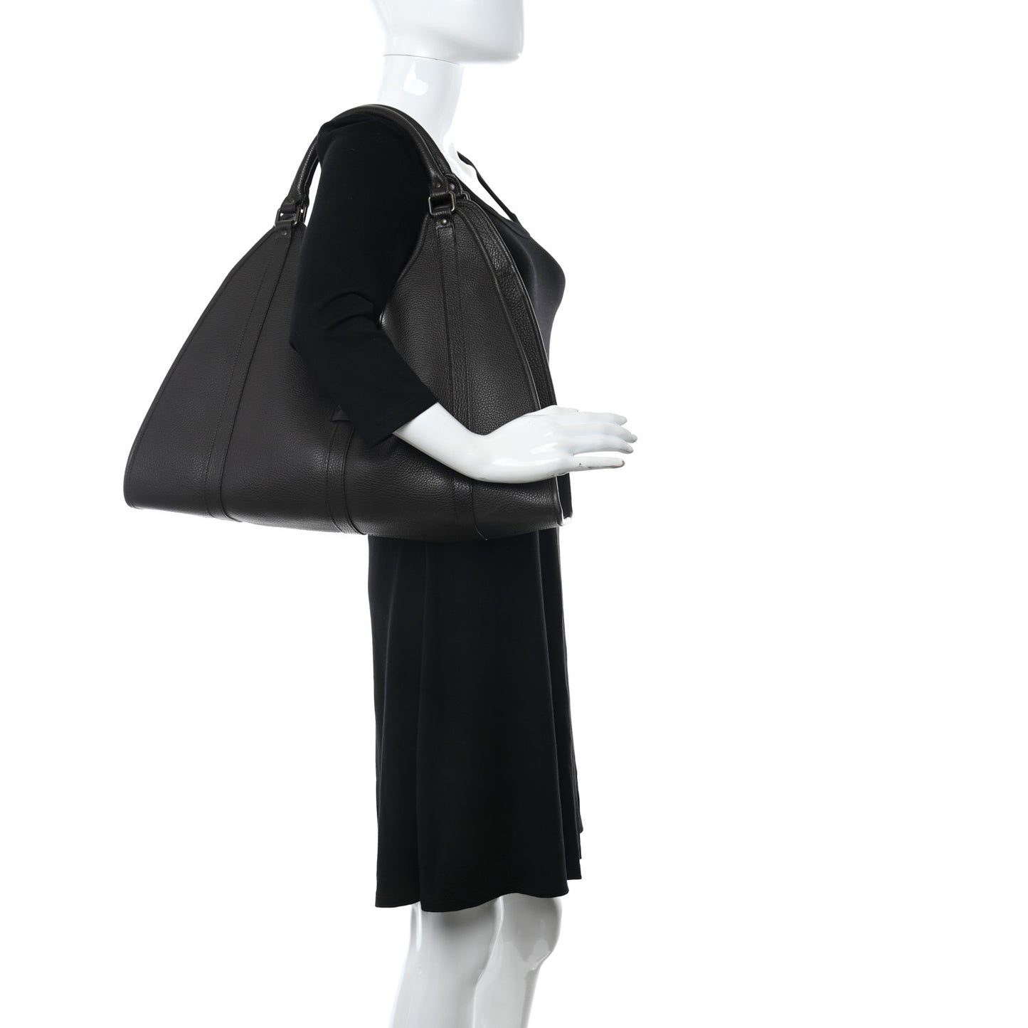 Pebbled Calfskin Large Joy Shoulder Bag Brown