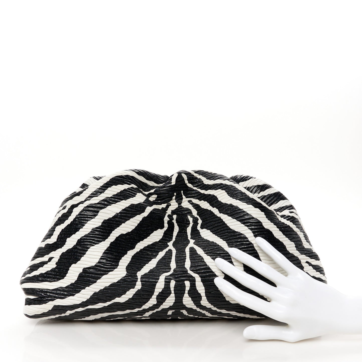Nappa Zebra Print The Pouch Oversized Clutch White Black