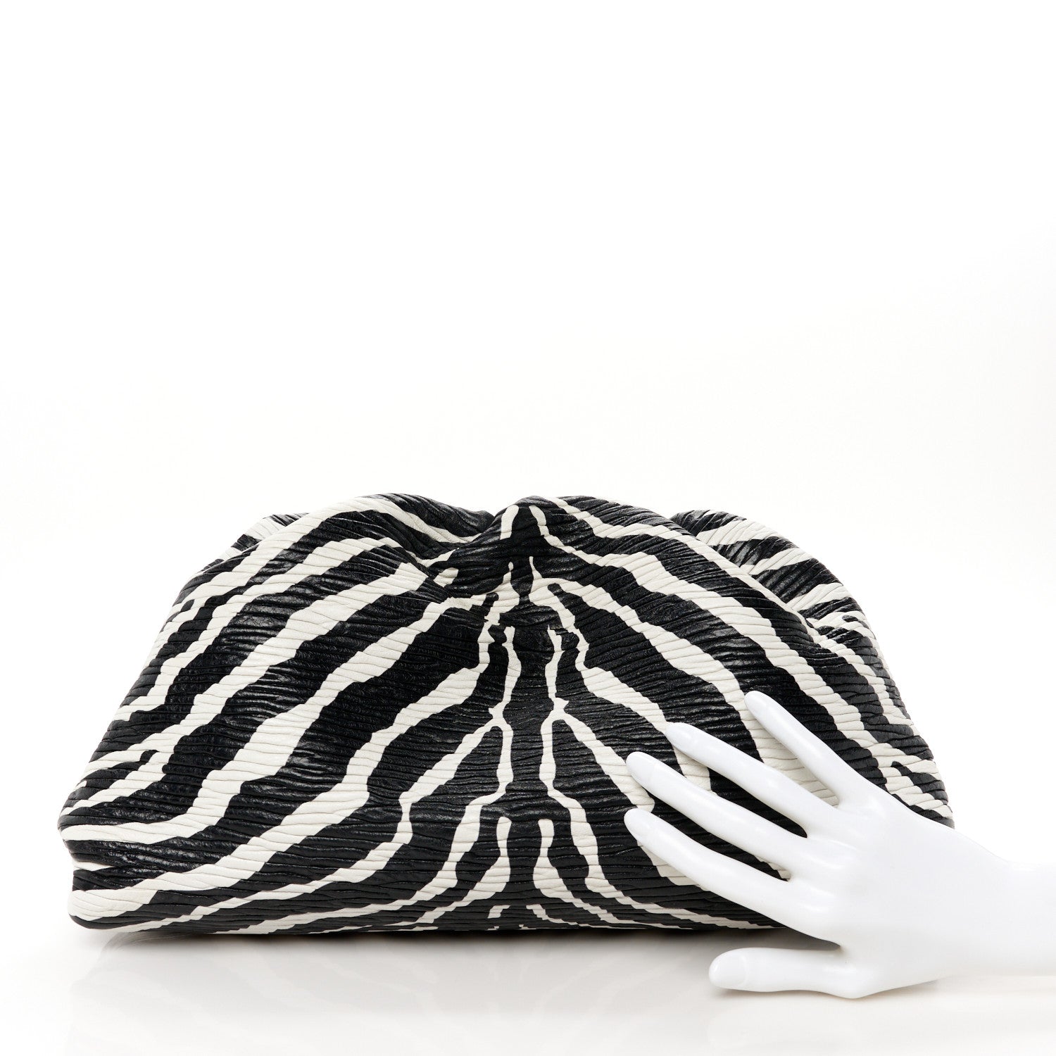 Bottega Veneta Nappa Zebra Print The Pouch Oversized Clutch White Black 2 of 11