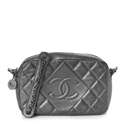 Chanel Metallic Calfskin Quilted Small Ballerine Camera Case Grey 1 of 15