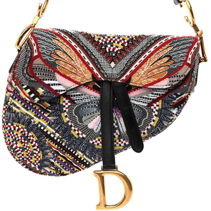 Christian Dior Canvas Embroidered Butterfly Saddle Bag Multicolor 7 of 9
