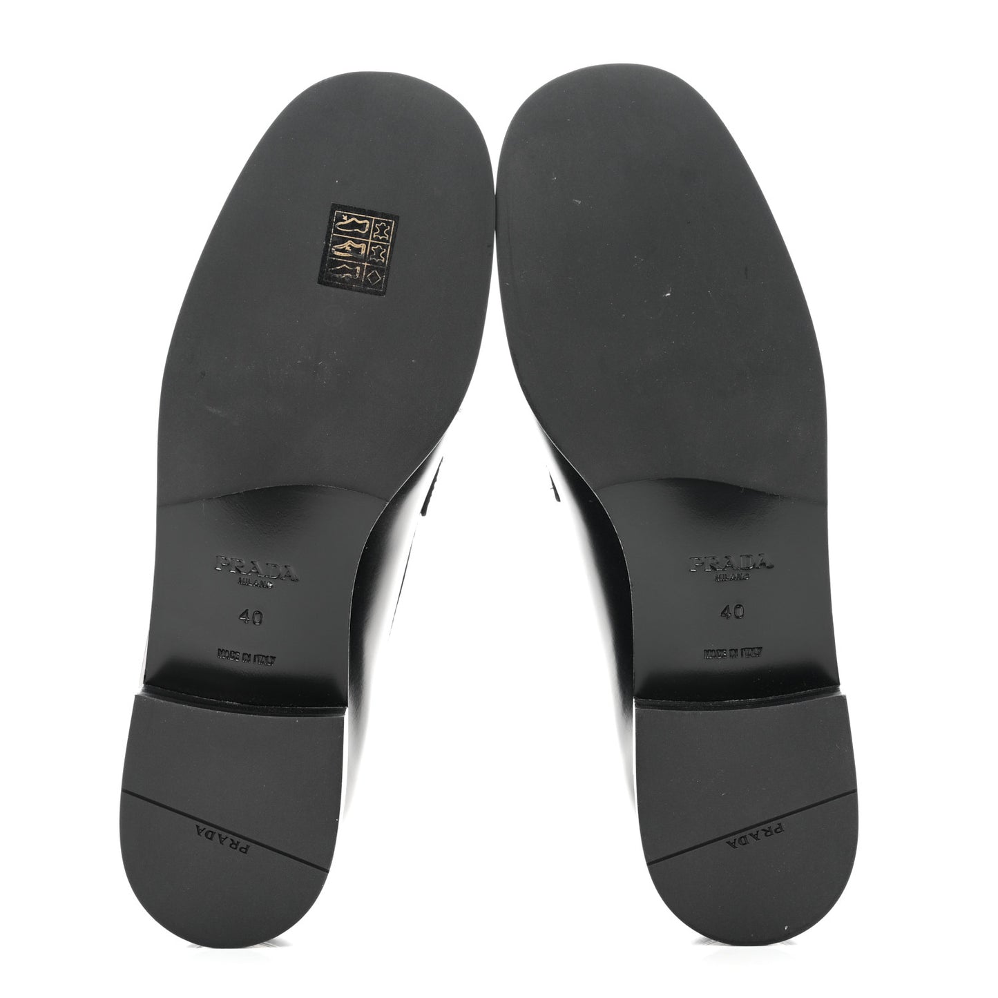 Brushed Calfskin Metal Triangle Logo 20mm Loafers 40 Black