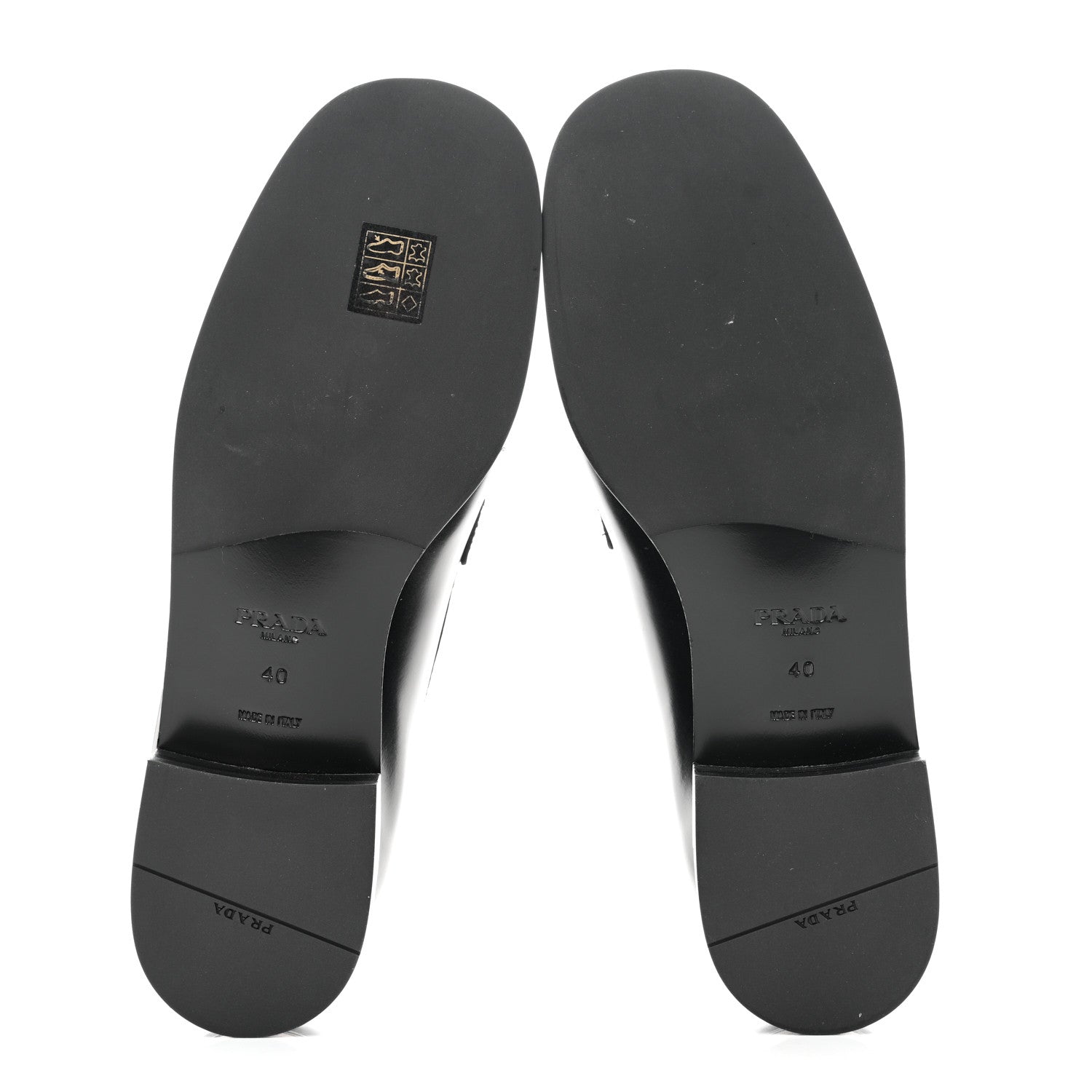 Prada Brushed Calfskin Metal Triangle Logo 20mm Loafers 40 Black 5 of 8