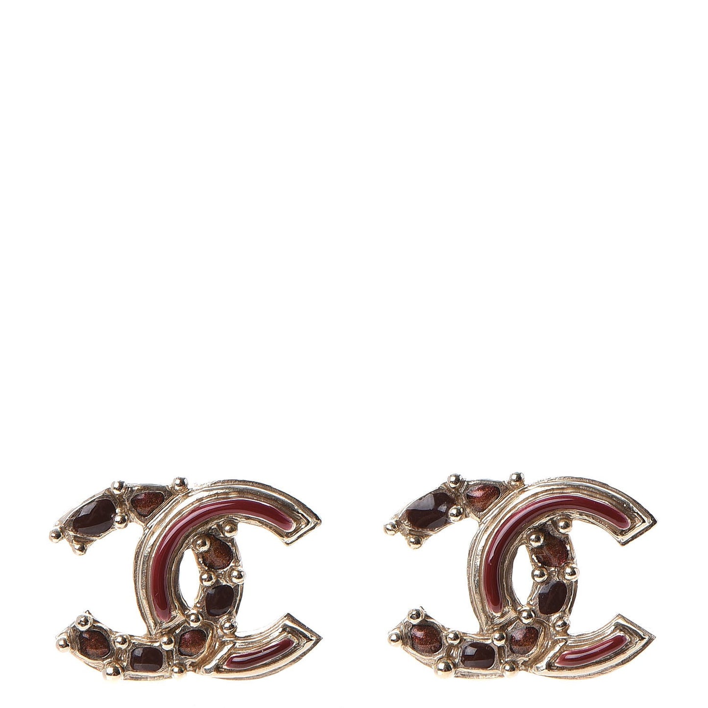 Enamel Gripoix Poured Glass CC Earrings Gold