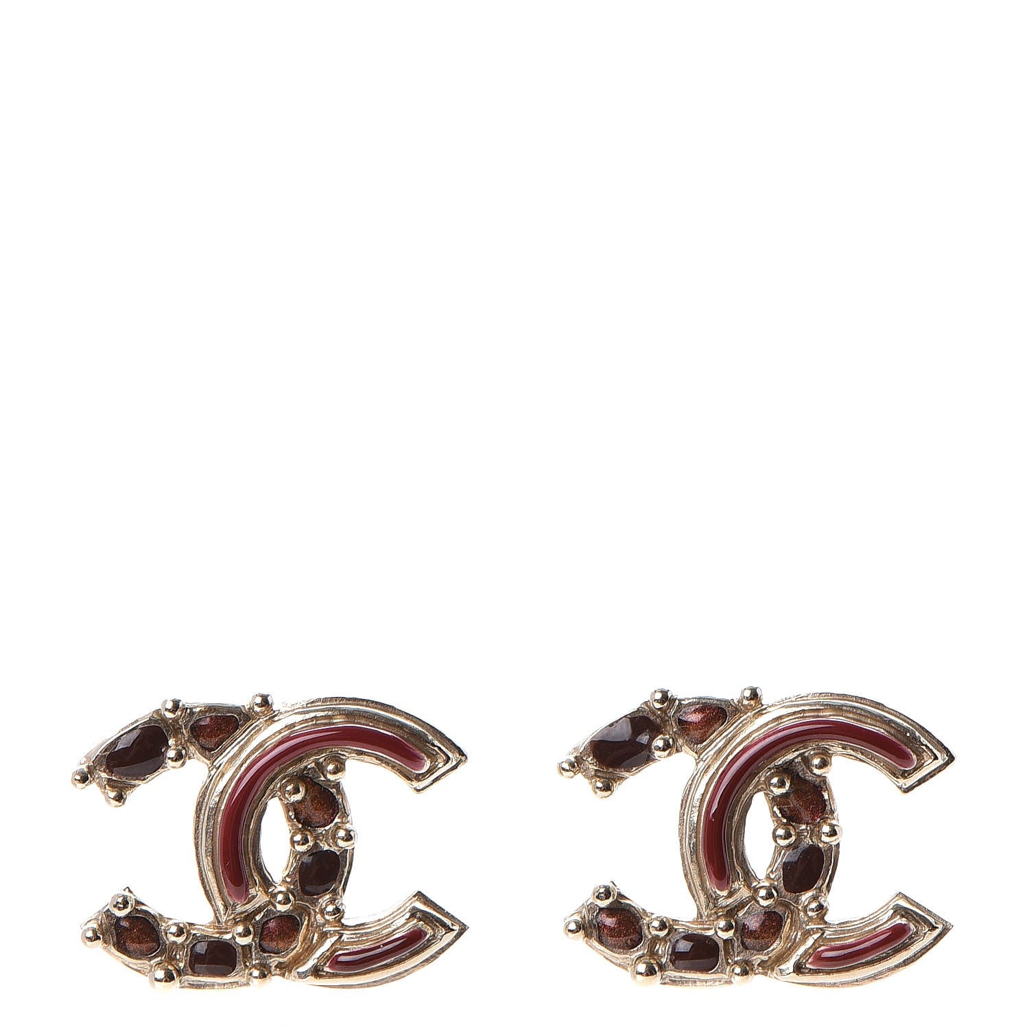 Chanel Enamel Gripoix Poured Glass CC Earrings Gold 1 of 6