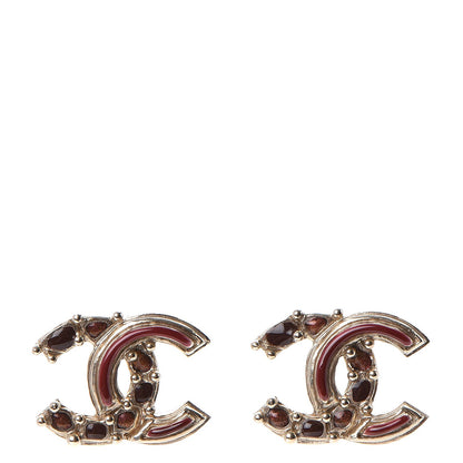 Chanel Enamel Gripoix Poured Glass CC Earrings Gold 1 of 6