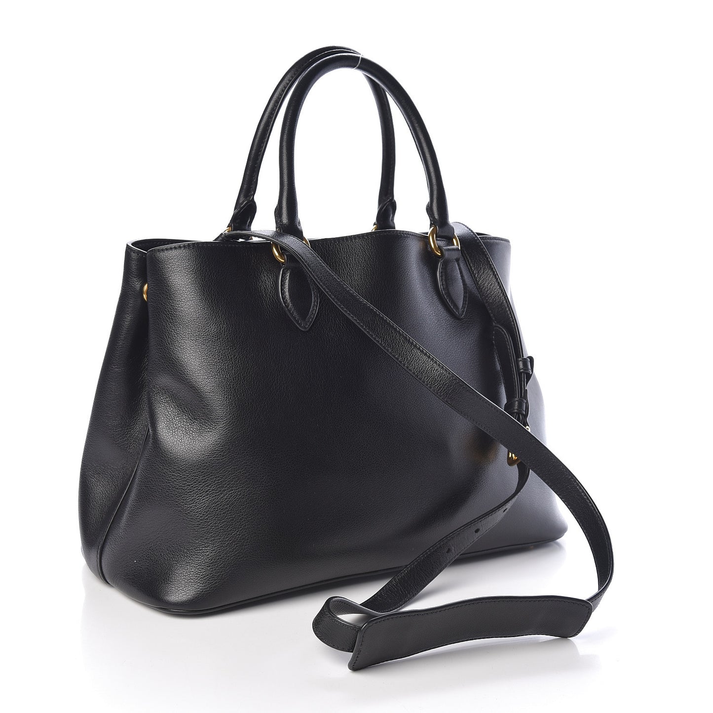 Glace Calfskin Embossed Logo Tote Black