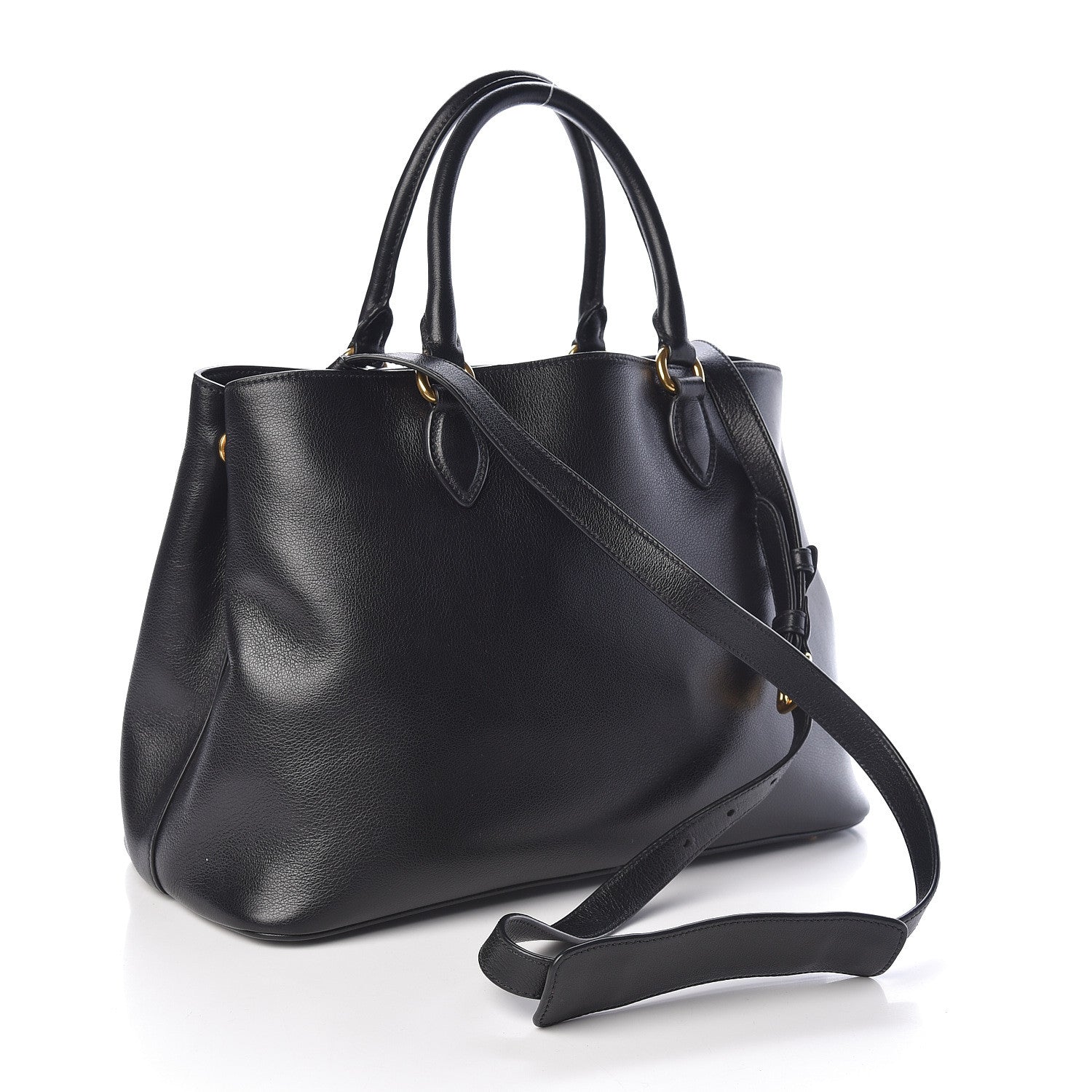 Prada Glace Calfskin Embossed Logo Tote Black 4 of 11
