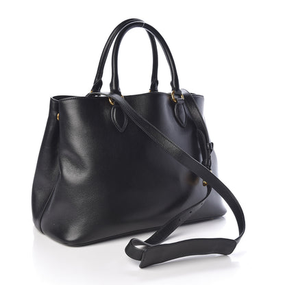 Prada Glace Calfskin Embossed Logo Tote Black 4 of 11